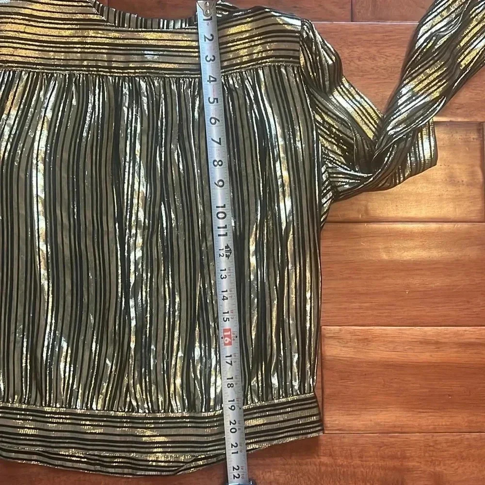 Vintage Lloyd Williams Size 10 Metallic Gold Blouse Long Sleeve Statement Party - Picture 8 of 10